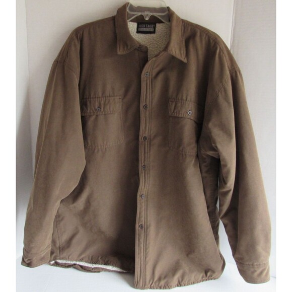 Other - Montage Collection Brown Fleece Lined Faux Suede Button Up Shirt Jacket Size L